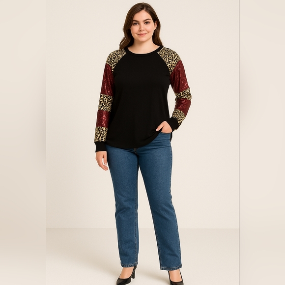 sunshine & rodeoas Tops - Black and Red Raglan Long Sleeve Graphic Tee